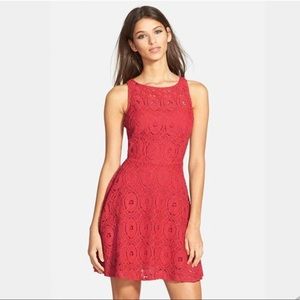 NWT BB Dakota Red Lace Fit & Flare Dress SZ 10